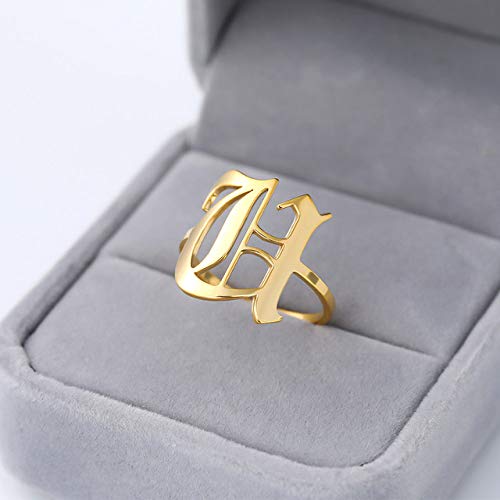 CWZZWS Offene Ringe für Frauen, Vintage einstellbare elegante kreative Kunst initial u Design Golden Ringe Romantische Schmuck Geschenk für Mädchen Frauen Paar Verlobungs Hochzeit von CWZZWS