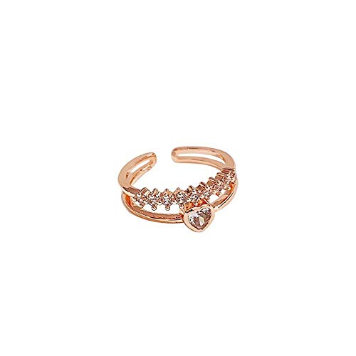CWZZWS Offene Ringe für Frauen, Vintage verstellbarer Ring Fashion Rose Gold Doppelschicht Herzkristallring Romantische Schmuck Geschenk für Mädchen Frauen Ehepaar Engagement Hochzeit Eternität Ring CWZZWS Offene Ringe für Frauen, Vintage verstellbarer Ring Fashion Rose Gold Doppelschicht Herzkristallring Romantische Schmuck Geschenk für Mädchen Frauen Ehepaar Engagement Hochzeit Eternität Ring von CWZZWS