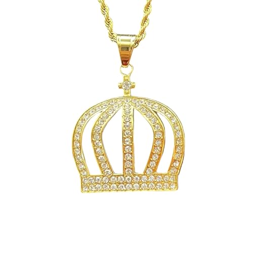 CWZZWS Schmuck Neue 2025 Ankunft 316L Edelstahlkreuzkronhalskette Gold Farbe Strass Halsketten für Frauen Valentinstag Geschenke mit für Sie Accessoires Trendy Creative Geschenkgeschenk von CWZZWS