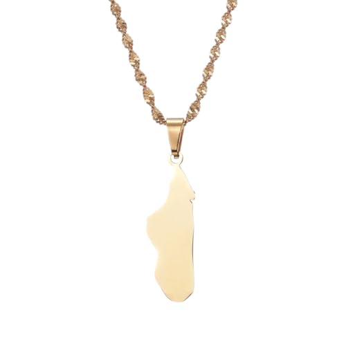 CWZZWS Schmuck Neue 2025 Ankunft Madagaskar Karte Anhänger Halsketten für Frauen Männer Schmuck Afrika Malagasy Maps Kette mit für Sie Accessoires Trendy Creative Geschenkgeschenk von CWZZWS