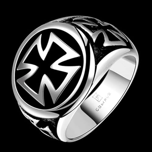 CWZZWS Silberringe Kreuzmuster Ring für Männer Punk Vintage Silber Farbe Finger Ring Party Geschenk Silberringe für Frauen (Farbe: Silber, Größe: 10) von CWZZWS