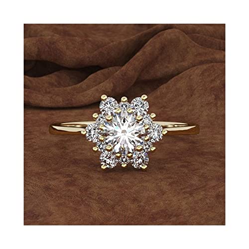 CWZZWS Silberringe Luxus weiblicher Schneeflockenring Mode Mode Rosgold Farbe Kristall Zirkon Stein Ring Vintage Eheringe für Frauen Silberringe für Frauen (Hauptsteinfarbe: 02, Ringgröße: 04) von CWZZWS