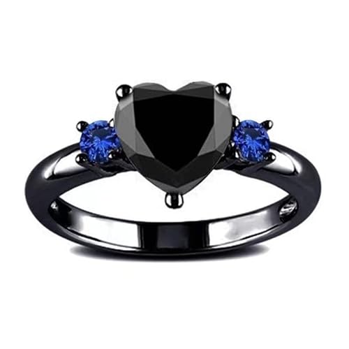CWZZWS Silberringe Ringe für Frauen Natural Cut Square Ring Engagement Geschenkzubehör Silberringe für Frauen (Farbe: Black-01, Größe: 8) von CWZZWS