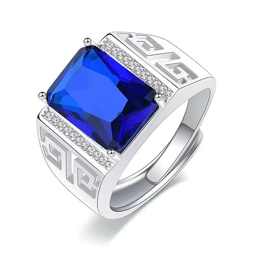 CWZZWS Silberringe Ringe für Frauen Natural Cut Square Ring Engagement Geschenkzubehör Silberringe für Frauen (Farbe: Blue-01, Größe: 9) von CWZZWS