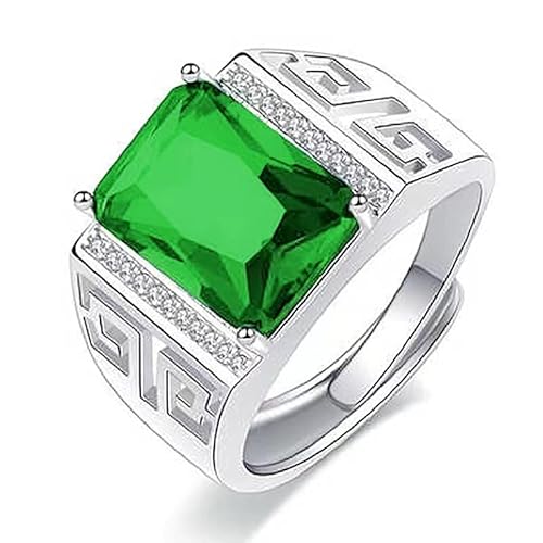 CWZZWS Silberringe Ringe für Frauen Natural Cut Square Ring Engagement Geschenkzubehör Silberringe für Frauen (Farbe: Grün, Größe: 8) von CWZZWS