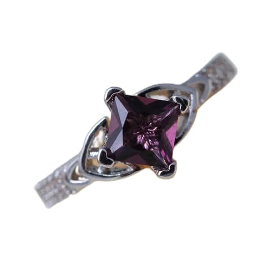 CWZZWS Silberringe Ringe für Frauen Natural Cut Square Ring Engagement Geschenkzubehör Silberringe für Frauen (Farbe: Schwarz, Größe: 6) von CWZZWS
