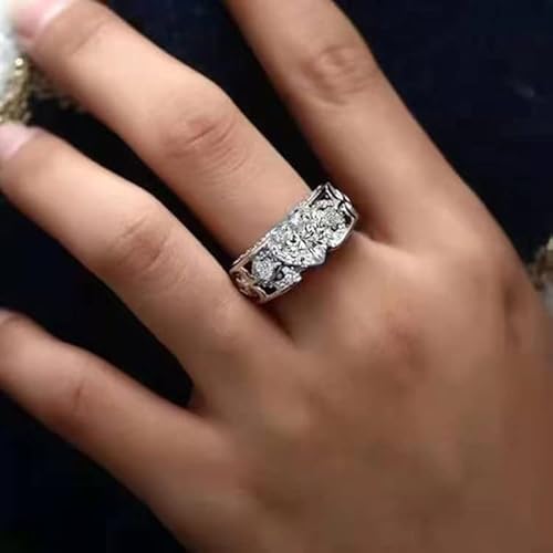 CWZZWS Silberringe Ringe für Frauen Natural Cut Square Ring Engagement Geschenkzubehör Silberringe für Frauen (Farbe: White-01, Größe: 6) von CWZZWS