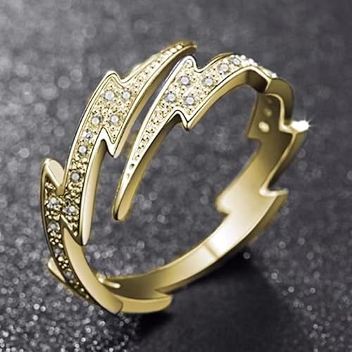 CWZZWS Silberringe Ringe für Frauen Natural Cut Square Ring Engagement Gift Accessoires Silberringe für Frauen (Farbe: Gold, Größe: 6) von CWZZWS