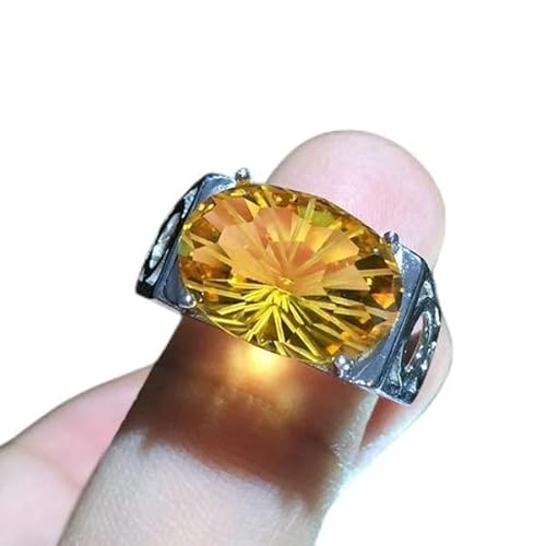CWZZWS Silberringe Ringe für Männer Fashion Hohlring Luxus domineerisch gelb Zirkon Ring Ehering Ring Party Geschenk Silberringe für Frauen (Farbe: Gelb, Größe: Silber plattiert_11) von CWZZWS
