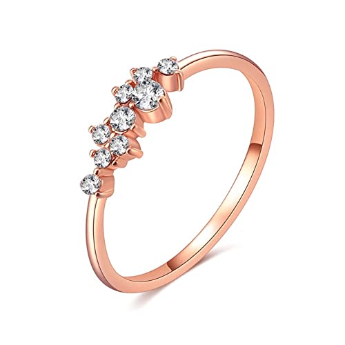 CWZZWS Silberringe rosariode Goldfarbe Kubik Zirkonia Hochzeit Verlobungsring für Frauen Geschenkringe Silberringe für Frauen (Hauptsteinfarbe: 10, Ringgröße: 20) von CWZZWS