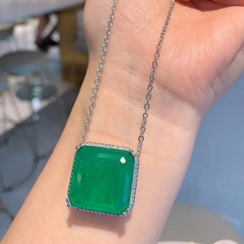 CWZZWS Square Emerald Edone Edelstein Anhänger Halskette Ohrringe für Frauen Hochzeit Schmucksets weibliches Geschenk von CWZZWS