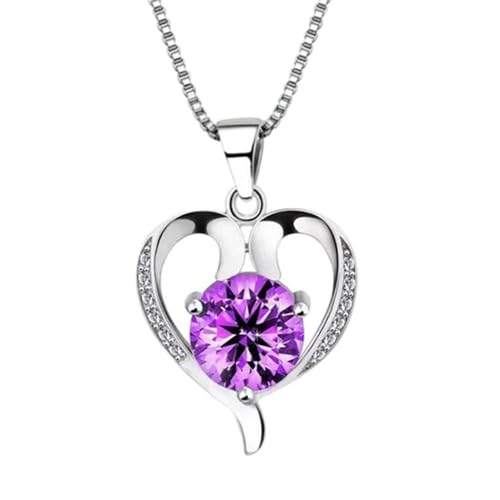 CWZZWS Zelligkeit herzförmige Anhänger Halskette für Frauen Schmuck 925 Edelsteine ​​Amethyst -Schlangekette Kette Frauen Geschenk von CWZZWS