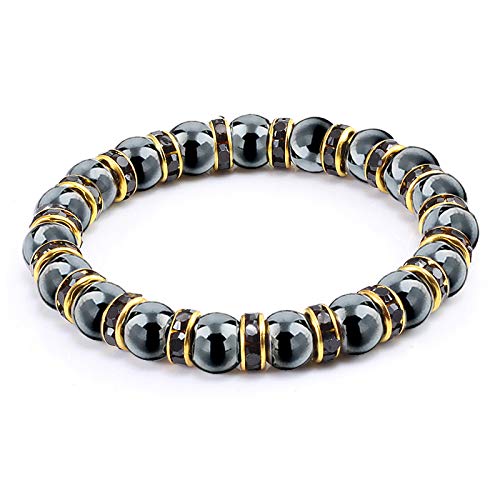 CWZZWS natürliche Hämatitperlen Armbänder Männer No-Magnetic Women Crystal Stone Stretch Armband & Armreifen von CWZZWS