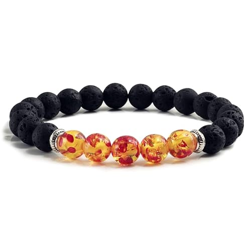 CWZZWS natürliche Vulkansteinarmbänder Balance Perlen Männer schwarze Lavastämme Buddha Manschaufel Geschenk von CWZZWS
