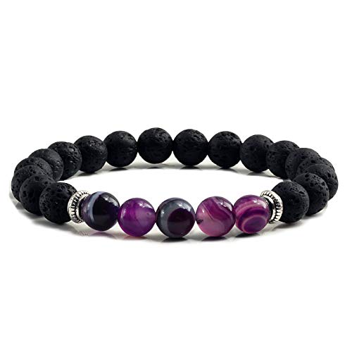 CWZZWS natürliche Vulkansteinarmbänder Balance Perlen Männer schwarze Lavastämme Buddha Manschaufel Geschenk von CWZZWS