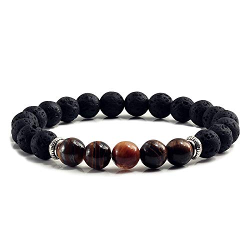 CWZZWS natürliche Vulkansteinarmbänder Balance Perlen Männer schwarze Lavastämme Buddha Manschaufel Geschenk von CWZZWS