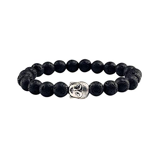 CWZZWS natürliche Vulkansteinarmbänder Buddha Kopf Perlenarmband Frauen Frauen Verwitterung Paare Entfernung von CWZZWS