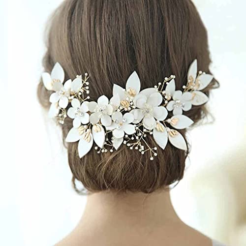 Charmante Blumenbrauthaarkronklamme Perlen Frauen Haarschmuckzubehör handgefertigt Hochzeit Kopfstück Brautschleiern Charmante Blumenbrauthaarkronklamme Perlen Frauen Haarschmuckzubehör handgefertigt Hochzeit Kopfstück Brautschleiern von CWZZWS