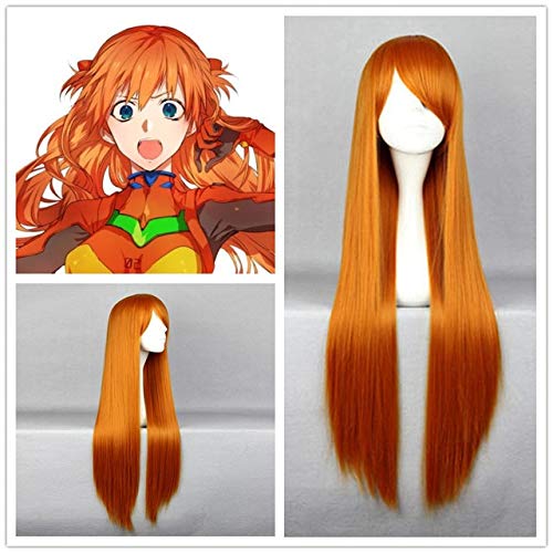 Cosplay -Perücke Japan Anime Eva Frauen Asuka Langley Soryu Cosplay Perücke Frauen Asuka Orange lange gerade Haar -Perücke Orihime Orange Perücke One Size Orange von CWZZWS
