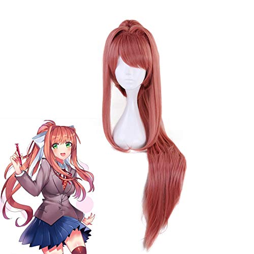 Cosplay -Perücken -Spiel doki doki literaturclub monika ponytail isplay cosplay kostüm Frauen Lange hitzebeständige synthetische Haar Perücken Monika von CWZZWS