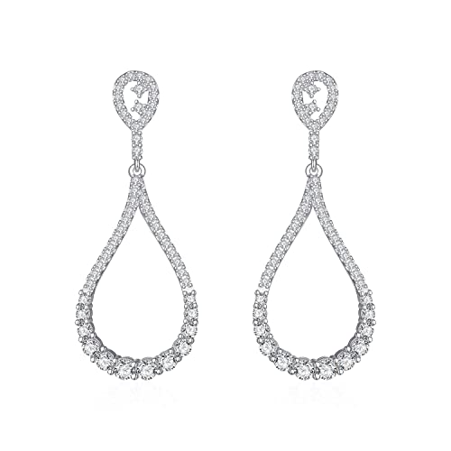 Damen Teardrop Form Pendellohrringe mit Steinkubikzirkonia Ball Leichte Frauenohrringe High-End-Ohrringe eingelegt von CWZZWS