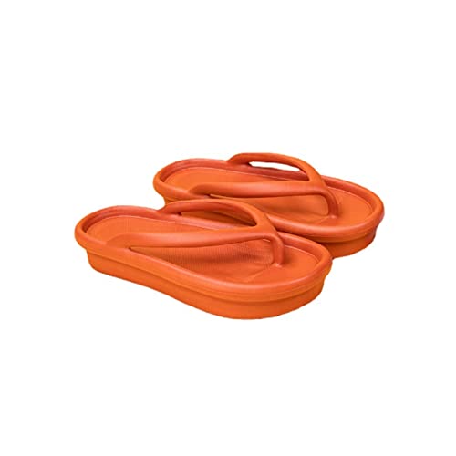 Damenschuhen Sommer-Frauen-Hausschuhe Fashion Casual Home Indoor und Outdoor Dicke Sole Beach Flip Flops (Orange, 40-41) von CWZZWS