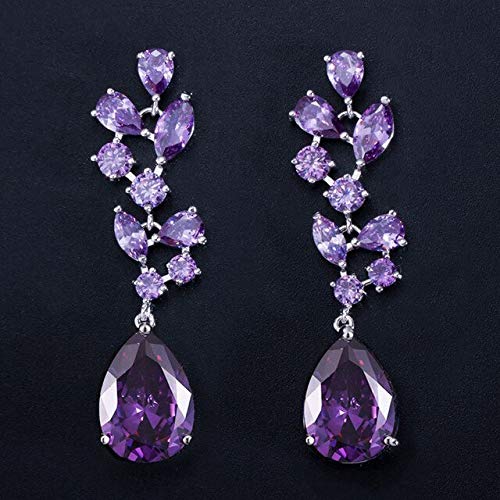 Elegante dunkelblaue Kubikzirkonia Kristall lange große Dangle Ohrringe für Frauen Hochzeitskleid Schmuckzubehör Accessoires von CWZZWS