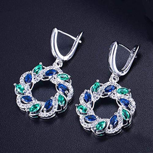 Farbe grünblau kubisch Zirkonia Kristall lang baumeln rund Big Hoop Ohrringe für Frauen Schmuck von CWZZWS