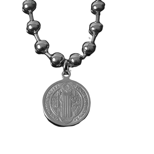 Girl Products St. Benedict Halskette für Frauen und Männer, 925 Sterling Silver Saint Benedict Pendelling Ball Perlenkette, St. Benedikt -Medaillen, Medalla de San Benito, San Benito Medalla, Saint Girl Products St. Benedict Halskette für Frauen und Männer, 925 Sterling Silver Saint Benedict Pendelling Ball Perlenkette, St. Benedikt -Medaillen, Medalla de San Benito, San Benito Medalla, Saint von CWZZWS