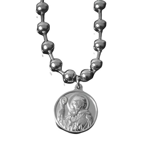 Girl Products St. Benedict Halskette für Frauen und Männer, 925 Sterling Silver Saint Benedict Pendelling Ball Perlenkette, St. Benedikt -Medaillen, Medalla de San Benito, San Benito Medalla, Saint Girl Products St. Benedict Halskette für Frauen und Männer, 925 Sterling Silver Saint Benedict Pendelling Ball Perlenkette, St. Benedikt -Medaillen, Medalla de San Benito, San Benito Medalla, Saint von CWZZWS