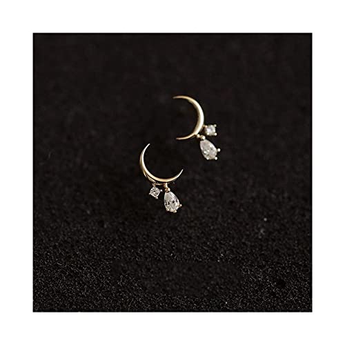 Hoops 925 Sterling Silver Moon Quasten Zirkon Ohrringe für Frau Hochzeit Schmuck Geschenk Ohrringe (Edelsteinfarbe: 09) von CWZZWS
