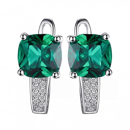 Kissen geschnitten simulierte grüne Emerald -Clip -Ohrringe für Frauen Edelstein Ohren Ohren von CWZZWS