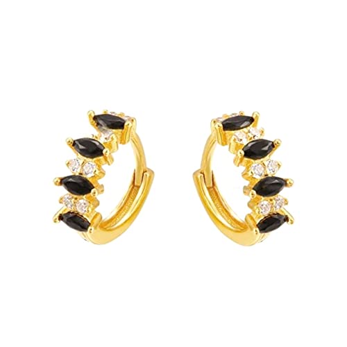 Kleine schwarze Zirkon -Reifenoopringe für Frauen runden Kreis Piercing Ohrringschmuck von CWZZWS