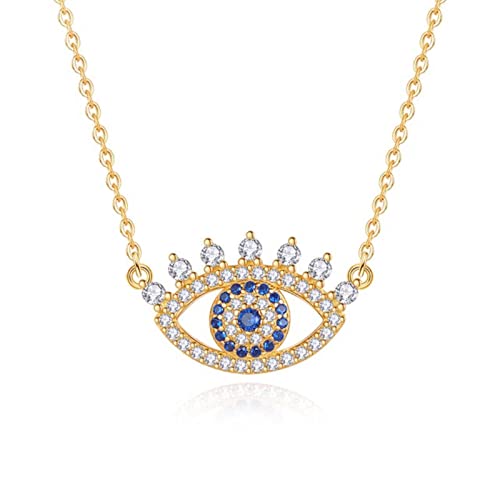 Mädchen produziert türkische böse Augen Halskette 925 Sterling Silber Kristall Lucky Heart Eye Anhänger Halskette Halskette Lady Charme Schmuck Geschenke von CWZZWS