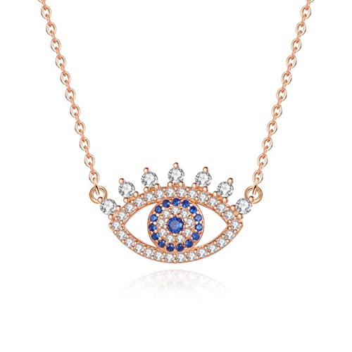 Mädchen produziert türkische böse Augen Halskette 925 Sterling Silber Kristall Lucky Heart Eye Anhänger Halskette Halskette Lady Charme Schmuck Geschenke von CWZZWS