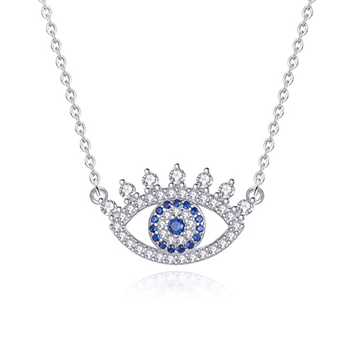 Mädchen produziert türkische böse Augen Halskette 925 Sterling Silber Kristall Lucky Heart Eye Anhänger Halskette Halskette Lady Charme Schmuck Geschenke von CWZZWS