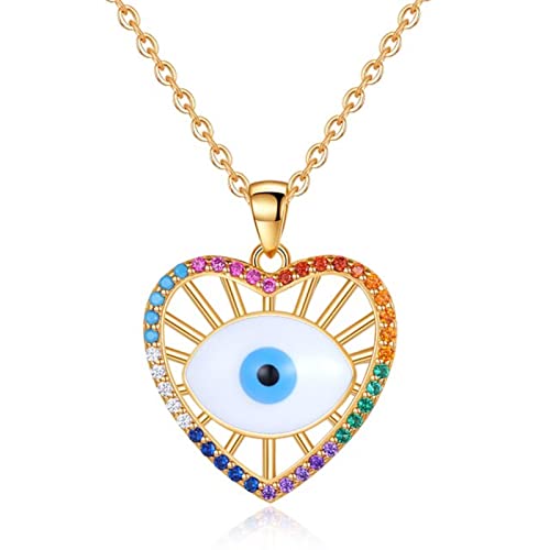 Mädchen produziert türkische böse Augen Halskette 925 Sterling Silber Kristall Lucky Heart Eye Anhänger Halskette Halskette Lady Charme Schmuck Geschenke von CWZZWS