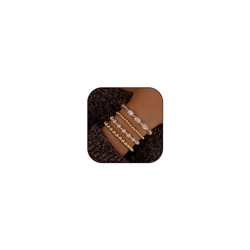 Mädchen von Mädchen Schmuck Set Chunky Paperclip Link Kette Armbänder Goldperlen zierlich Perlenarmband Schmuck Geschenk für Frauen Mädchen Accessoires von CWZZWS