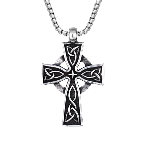Mädchenprodukte 925 Sterling Silber Nordic Viking Celtic Cross Halskette für Männer, Biker Amulett Celtic Cross Anhänger Mädchenprodukte 925 Sterling Silber Nordic Viking Celtic Cross Halskette für Männer, Biker Amulett Celtic Cross Anhänger von CWZZWS