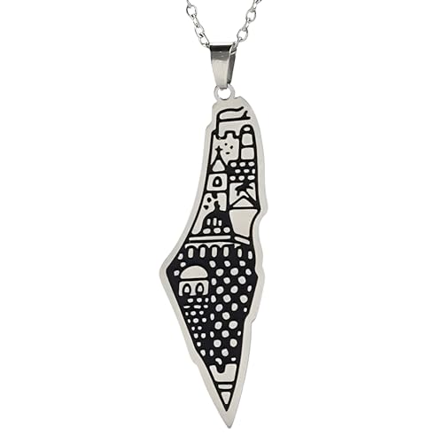 Mädchenprodukte 925 Sterling Silber Palästina Halskette für Männer, Palästina Karten Halskette Anhänger arabisch afrikanische Palästinensische Schmuck, Palästina -Halskette für Frauen, Palästina Mädchenprodukte 925 Sterling Silber Palästina Halskette für Männer, Palästina Karten Halskette Anhänger arabisch afrikanische Palästinensische Schmuck, Palästina -Halskette für Frauen, Palästina von CWZZWS