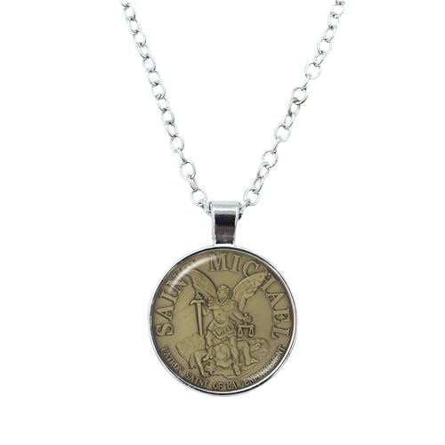 Mädchenprodukte 925 Sterling Silber Saint Michael Halskette für Frauen und Männer, Glasstein Halskette Erzengel St. Michael Schutz Me Saint Shield Protection Charm, St. Michael Halskette, Saint Mädchenprodukte 925 Sterling Silber Saint Michael Halskette für Frauen und Männer, Glasstein Halskette Erzengel St. Michael Schutz Me Saint Shield Protection Charm, St. Michael Halskette, Saint von CWZZWS