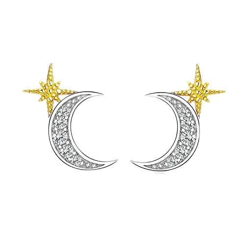 Mond- und Sterne-Hengst Ohrringe für Frauen authentische Anti-Allergie-Schmuck für Mädchen von CWZZWS