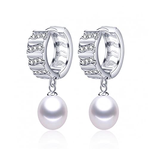 Natürlicher Süßwasserperle Tropfen Ohrringe glänzender Zirkon Hangle Ohrring Feiner Schmuck für Frauen von CWZZWS