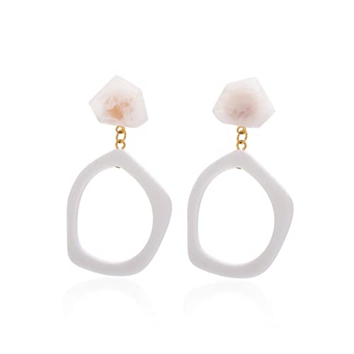 Ohrringe, Nieten, Frauen der weißen geometrischen Drop -Ohrringe von Frauen von CWZZWS