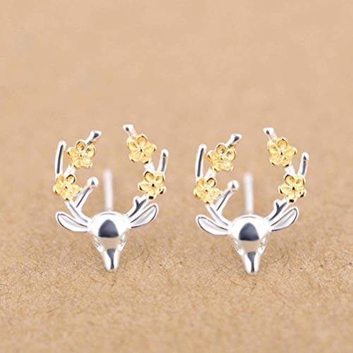 Ohrringe für Frauen, Ohrringe kleiner frischer Weihnachtsschmuck Pflaumenblüte Elch Farbseparation Ohrhörer, Farbtrennung, von CWZZWS