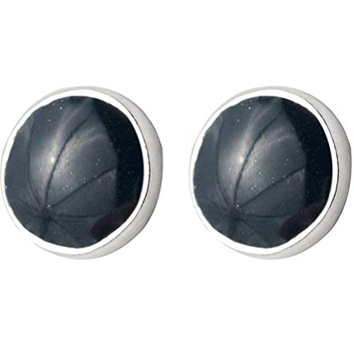Ohrringe für Frauen, S925 Koreanische Frauenohrringe Einfache runde schwarze Epoxidohrringe Frauen0,4 cm von CWZZWS