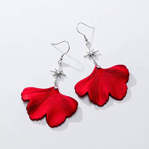 Ohrringe für Frauen, S925 Ohrringe weiblich Han Guangming süßes Temperament Lange rote Blütenblattohrringe ein Paar von CWZZWS