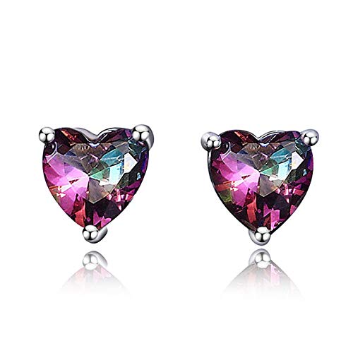 Ohrringe für Frauen romantisches Herz 925 Silberschmuck Ohrring mit kreierten Edelstein -Topaz Stones Party Hochzeitsgeburtstagsgeschenke von CWZZWS
