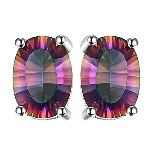 Ovales Regenbogenfeuer mystischer Topaz Ohrringe Frauen Edelsteinschmuck von CWZZWS