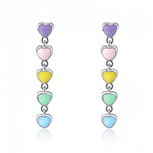 Regenbogen Herz Emaille Drop Ohrringe für Frauen Schmuck von CWZZWS